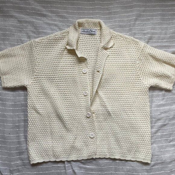 about:blank Mesh Knit Vacation Shirt - Ecru - Picture 1 of 5